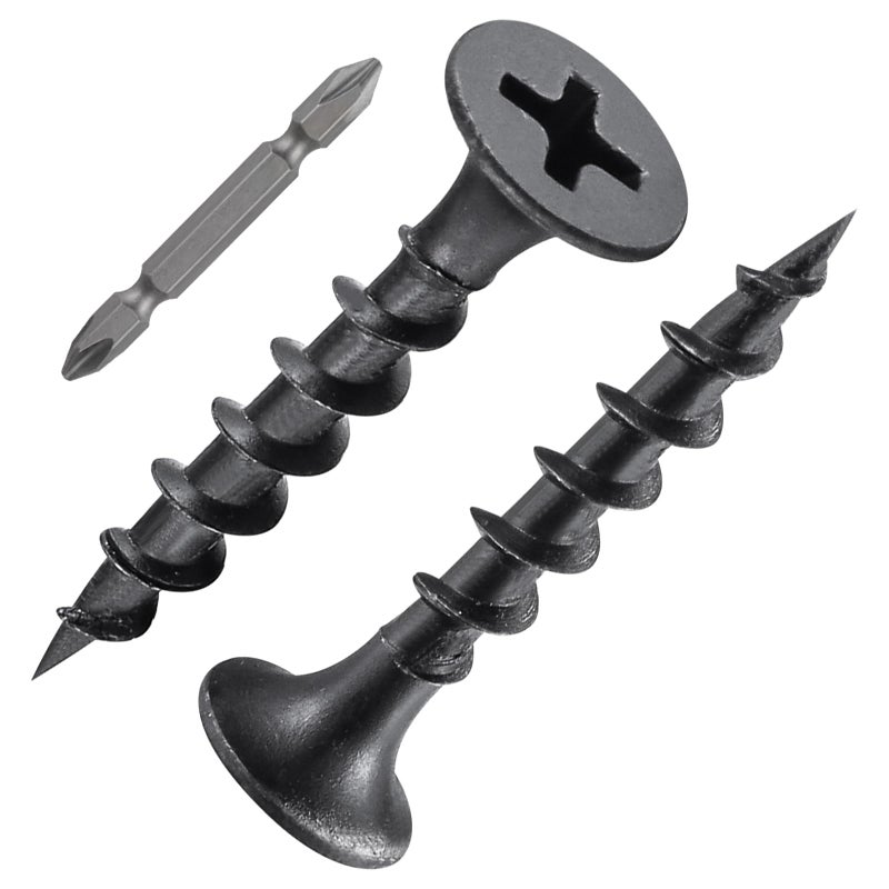Wensilon (251 pcs)#8X1 Black Fastener Drywall Screws-Phillips with coarse Threaded tip, Black, Suitable for Drywall Slate, Wood, etc.(1 pounds) - Image 1